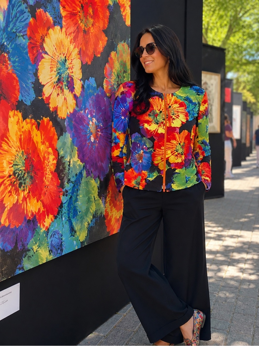 Joseph’s Ribkoff Vintage Vibrant Floral Print Front Zip Lined Jacket - Size 12.
